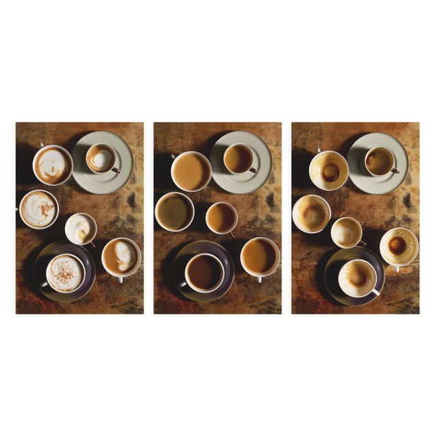 Print on canvas 3 parts - Trilogy of coffee cups