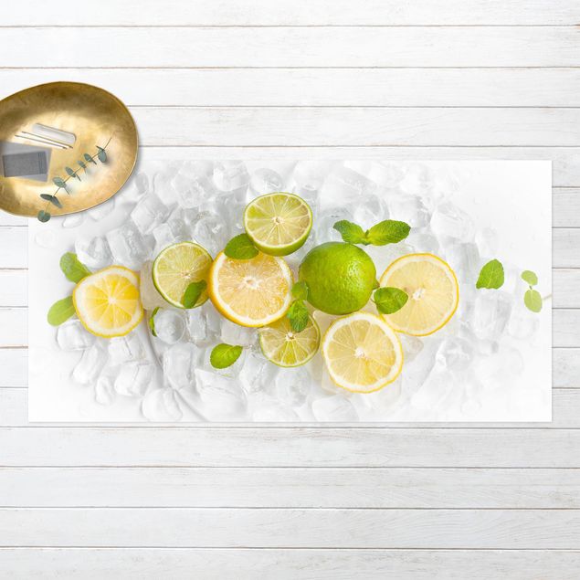 outdoor balcony rug Citrus Fruit On Ice Cubes