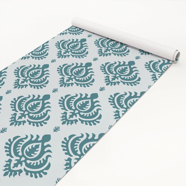 Adhesive film - Compact Concise Damask Pattern Light Turquoise Petrol