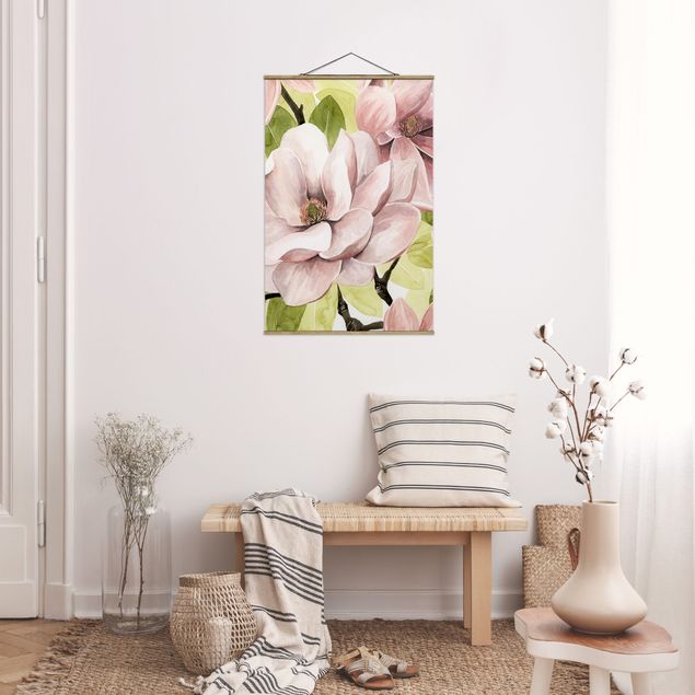 Fabric print with poster hangers - Magnolia Blush I