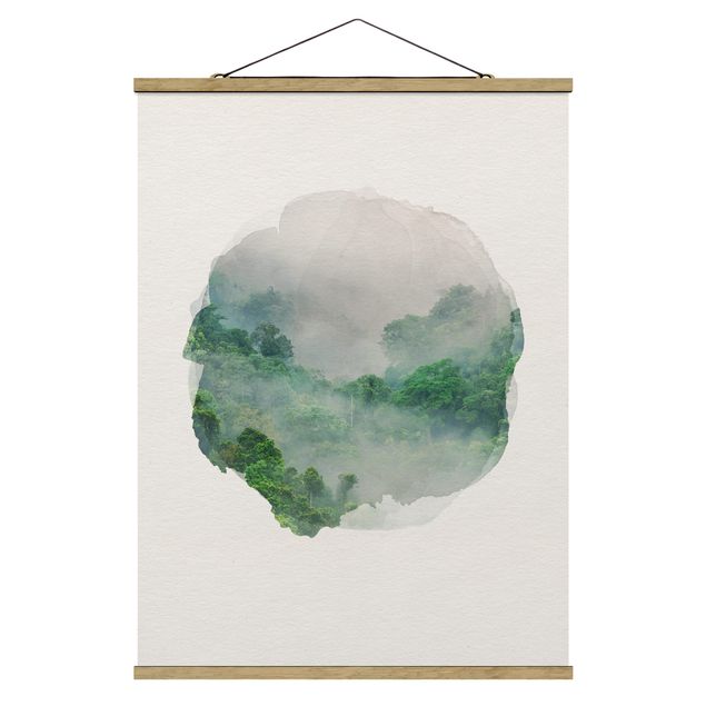 Fabric print with poster hangers - WaterColours - Jungle In The Mist