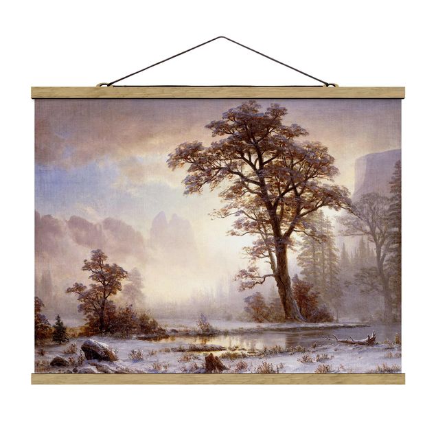 Fabric print with poster hangers - Albert Bierstadt - Valley of the Yosemite, Snow Fall
