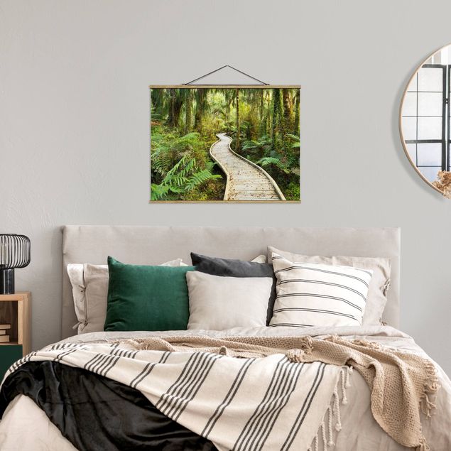 Fabric print with poster hangers - Path In The Jungle