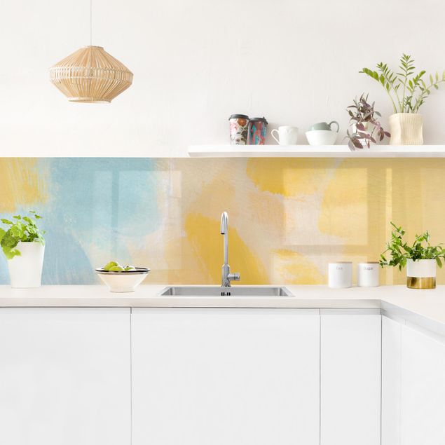 Kitchen wall cladding - Spring Composition In Yellow and Blue
