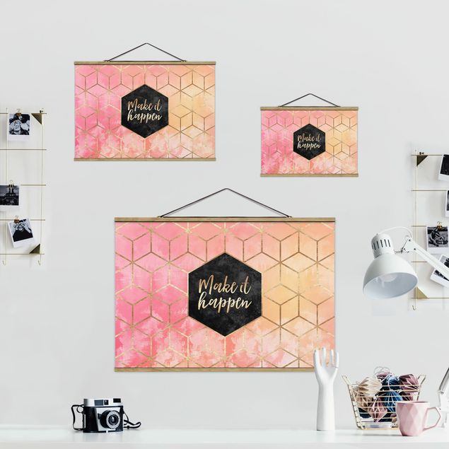 Fabric print with poster hangers - Make It Happen Geometry Pastel