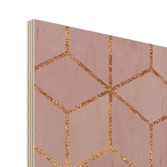 Print on wood - Boss Lady Hexagons Pink