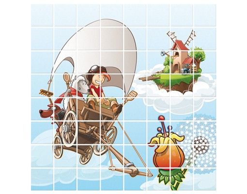 Tile sticker - Flying Farm Hay Cart Ride