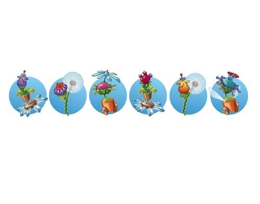 Wall stickers animals Flying Farm Flower Ribbon In Blue