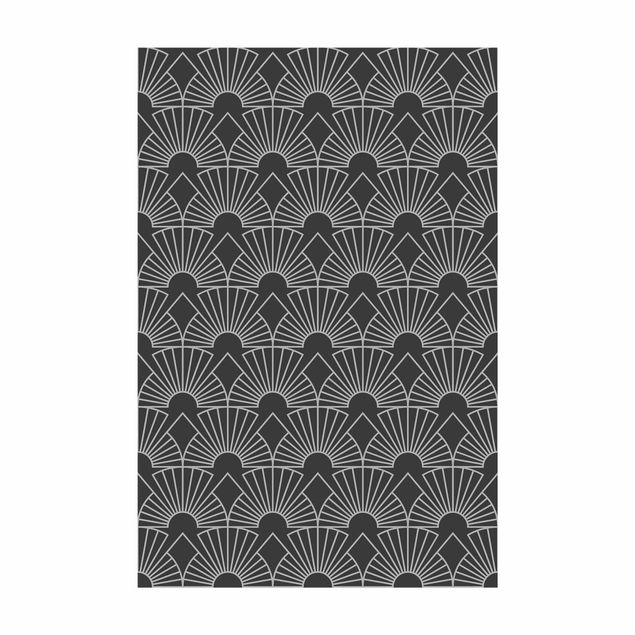 grey rugs for living room Art Deco Radial Arches Line Pattern