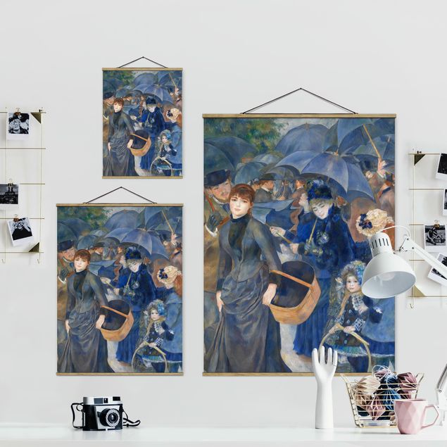Fabric print with poster hangers - Auguste Renoir - Umbrellas