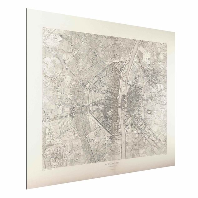 Aluminium dibond Vintage Map Paris