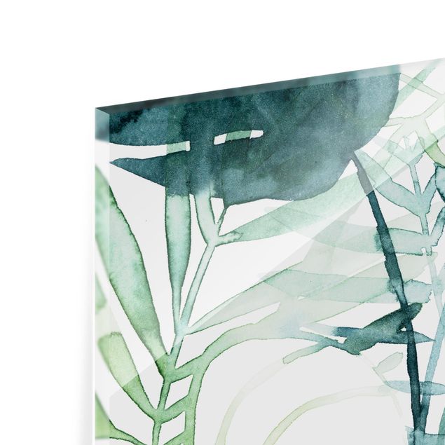 Glass Splashback - Palm Fronds In Water Color II - Square 1:1