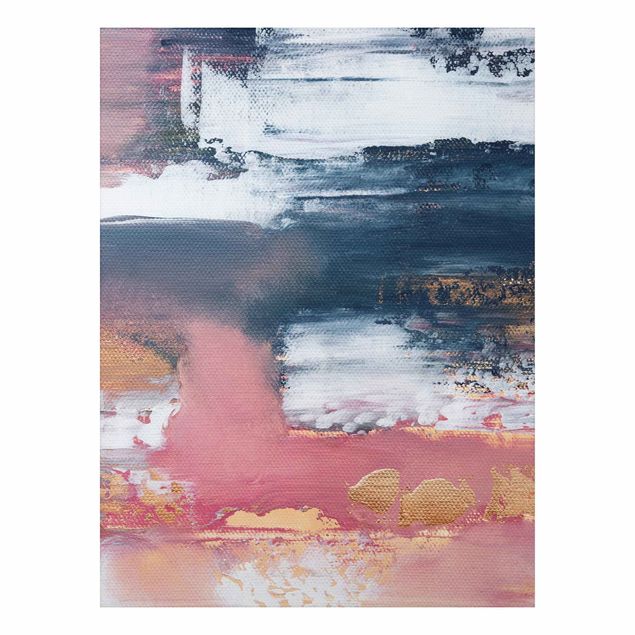Print on aluminium - Pink Storm With Gold