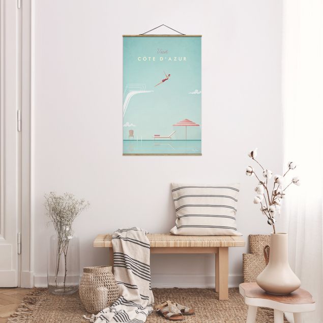 Fabric print with poster hangers - Travel Poster - Côte D'Azur