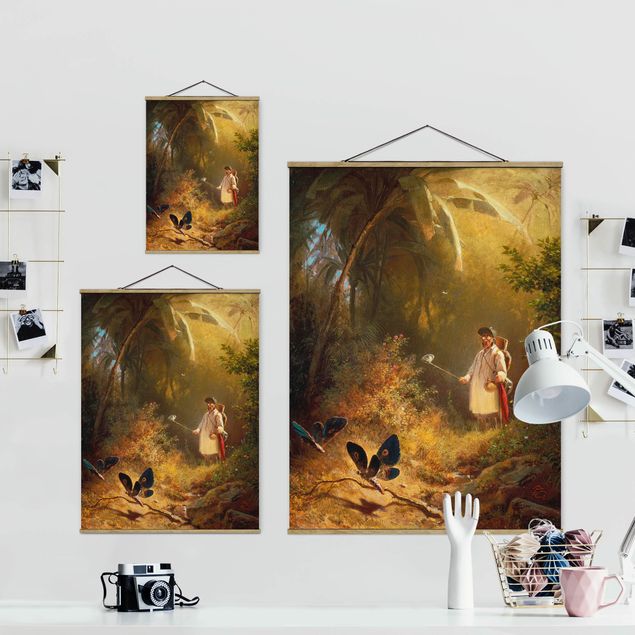 Fabric print with poster hangers - Carl Spitzweg - The Butterfly Hunter