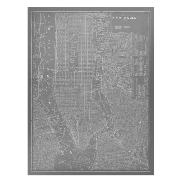 Magnetic memo board - Vintage Map New York Manhattan