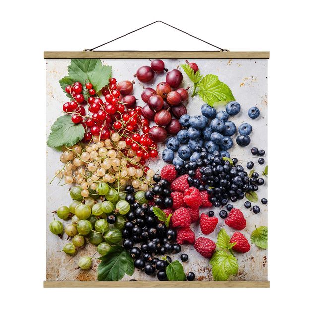 Fabric print with poster hangers - Mixture Of Berries On Metal