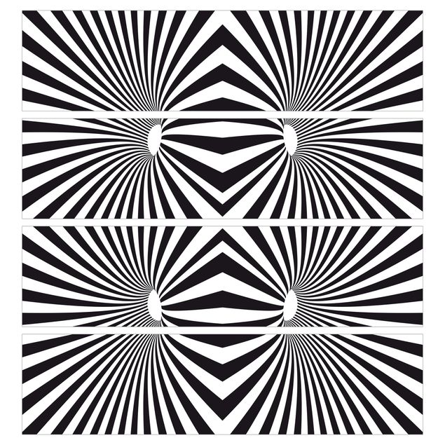 Adhesive film for furniture IKEA - Malm chest of 4x drawers - Psychedelic Black And White pattern