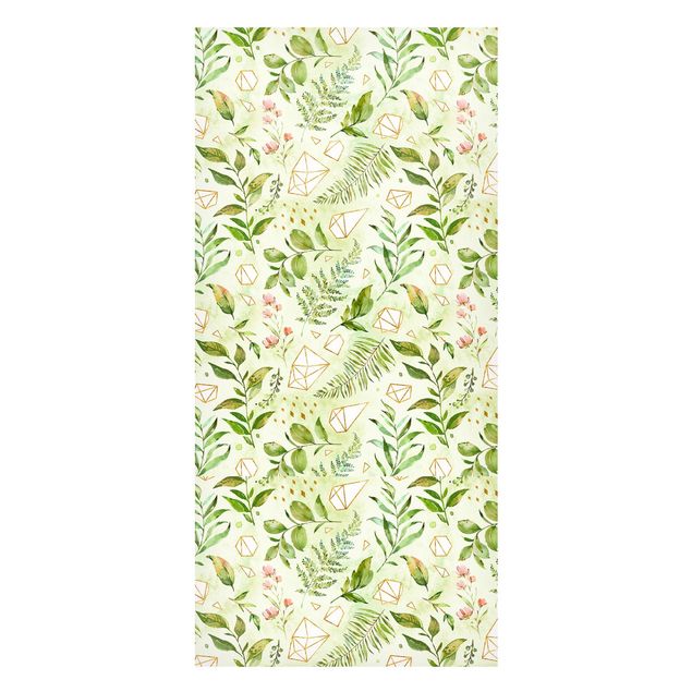 Magnetic memo board - Watercolour Leaves With Golden Crystals