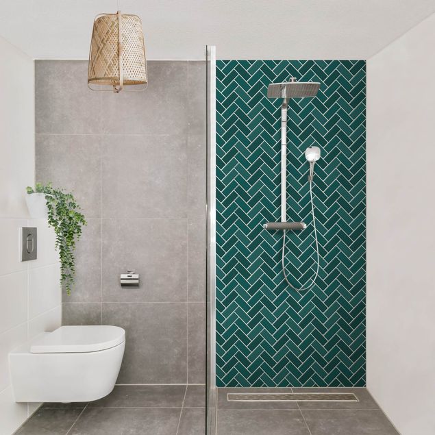 Shower panels Fish Bone Tiles - Turquoise