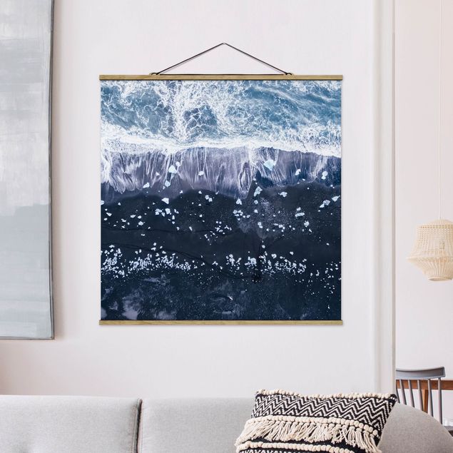 Fabric print with poster hangers - Aerial View - Jökulsárlón In Iceland