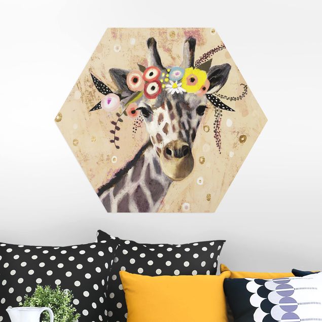 Alu-Dibond hexagon - Klimt Giraffe