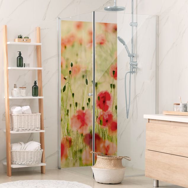 Shower wall panels Summer Poppies