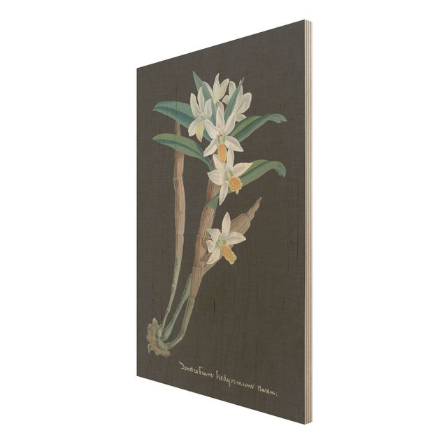 Print on wood - White Orchid On Linen I