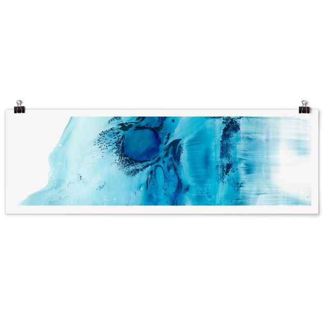 Panoramic poster abstract - Blue Flow II