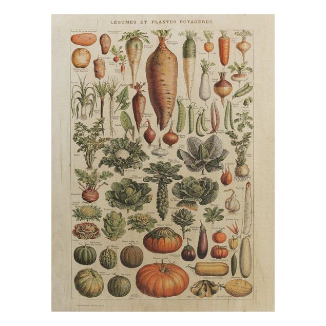 Print on wood - Vintage Board Vegetables