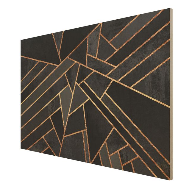 Print on wood - Black Triangles Gold