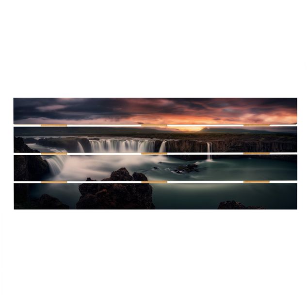 Print on wood - Goðafoss Waterfall In Iceland