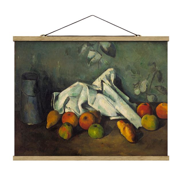 Fabric print with poster hangers - Paul Cézanne - Still Life With Milk Can And Apples