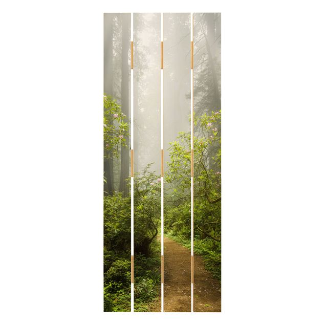 Print on wood - Misty Forest Path