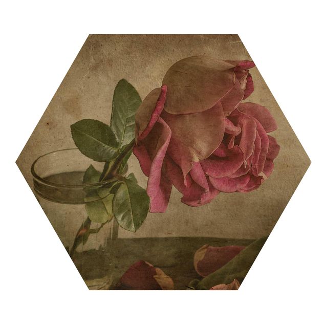Wooden hexagon - Tear Of A Rose