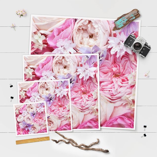 Poster - Shabby Roses With Bluebells