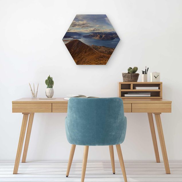 Wooden hexagon - Roys Peak In New Zealand
