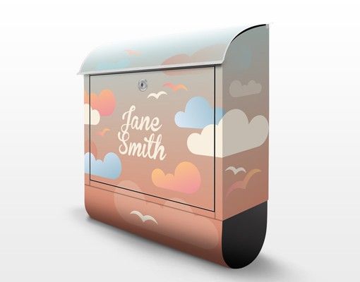 Letterbox customised - no.EK435 Customised text Clouds Sky 39x46x13cm