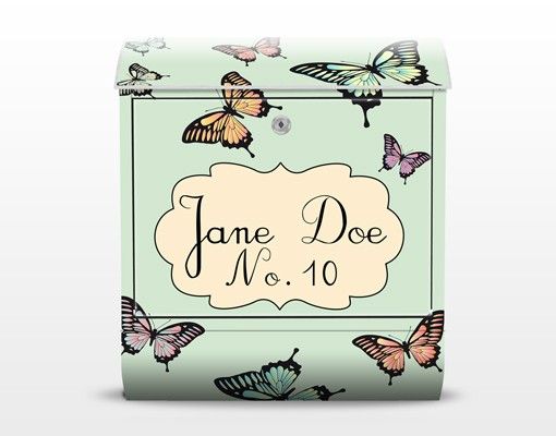 Letterbox customised - no.JS176 Customised text Butterflies 39x46x13cm