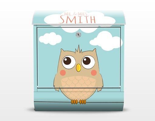 Letterbox customised - no.JS178 Customised text Hello Owl 39x46x13cm