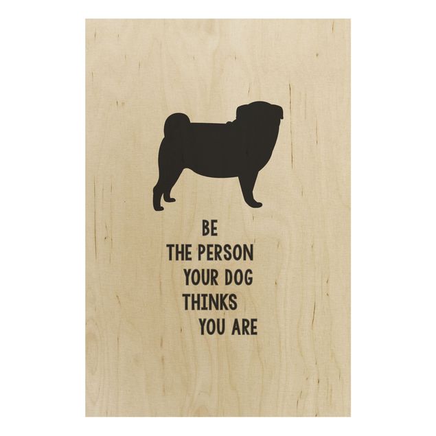 Print on wood - Thinking Pug