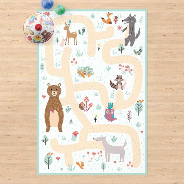 Balcony rugs Playoom Mat Forest Animals - Friends On A Forest Path