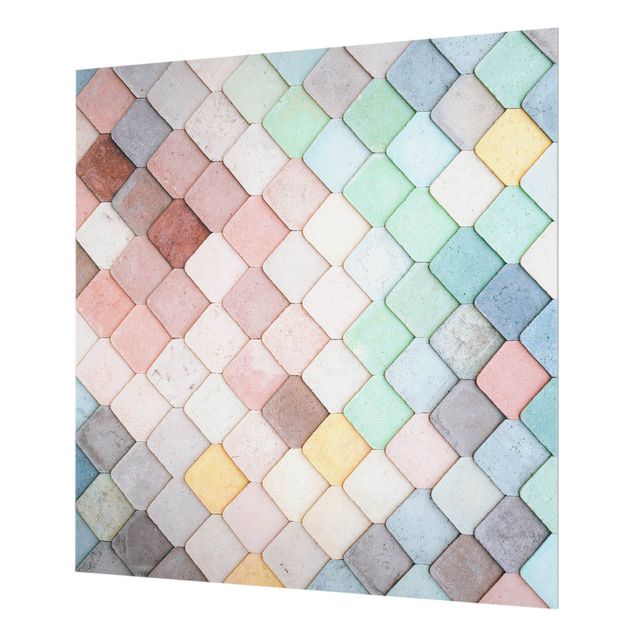 Splashback - Pastel Coloured Stone Scales Of Fish - Square 1:1