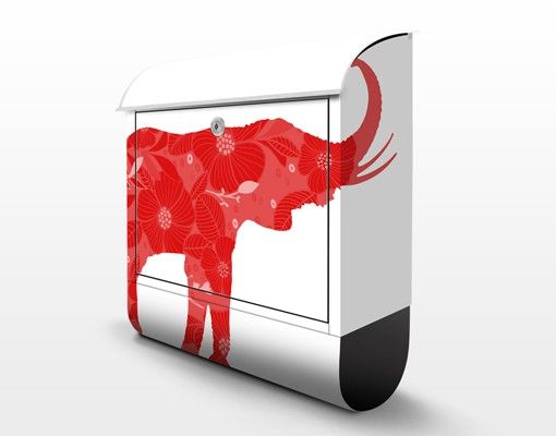 Letterbox - Red Decostyle Elephant