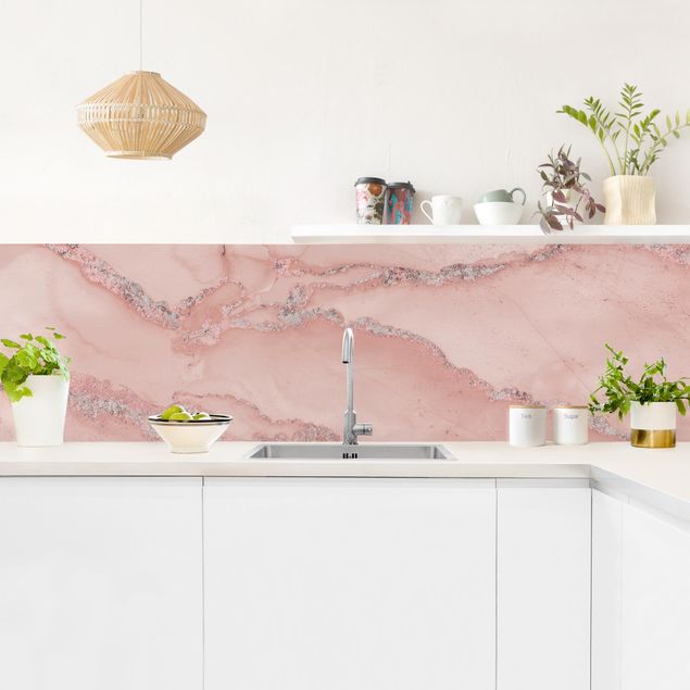Kitchen splashbacks Colour Experiments Marble Light Pink And Glitter