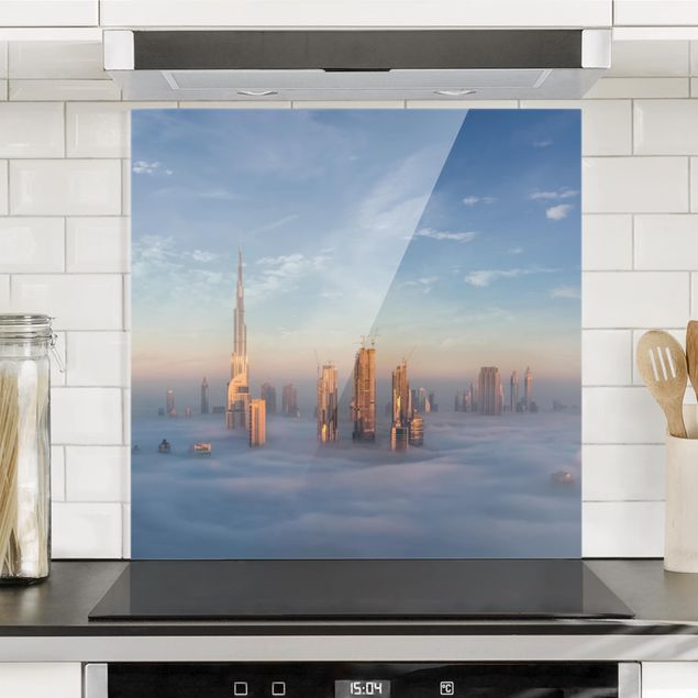 Glass splashback kitchen architecture and skylines Dubai Above The Clouds