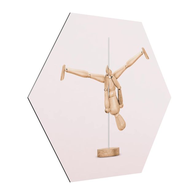 Alu-Dibond hexagon - Pole Dance With Wooden Figure