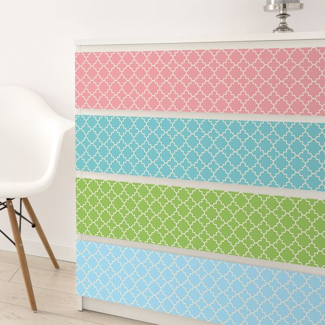 Adhesive film - Morocco Mosaic Quatrefoil Pattern In 4 Colours