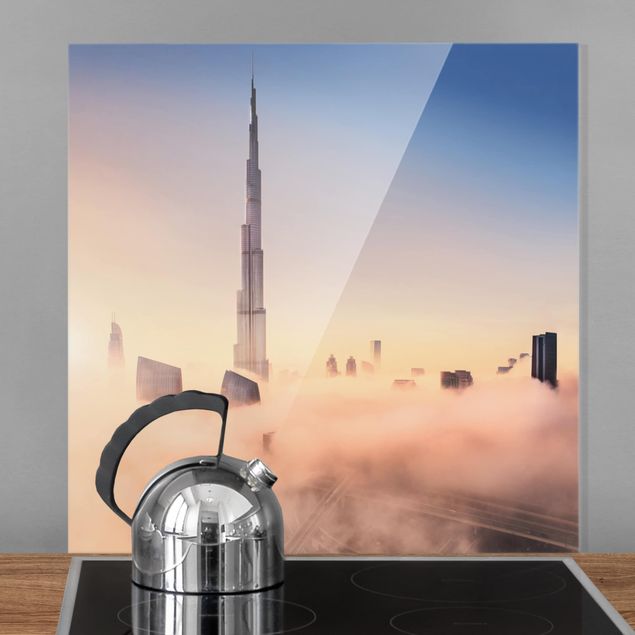 Glass splashback architecture and skylines Heavenly Dubai Skyline