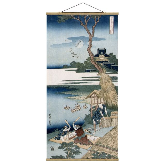 Fabric print with poster hangers - Katsushika Hokusai - A Peasant Crossing A Bridge